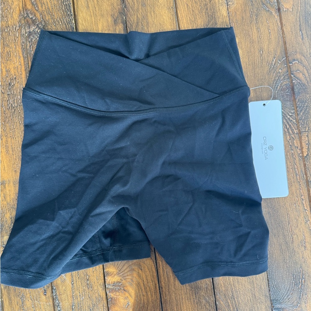 CRZ YOGA Black High-Waist Bike Shorts